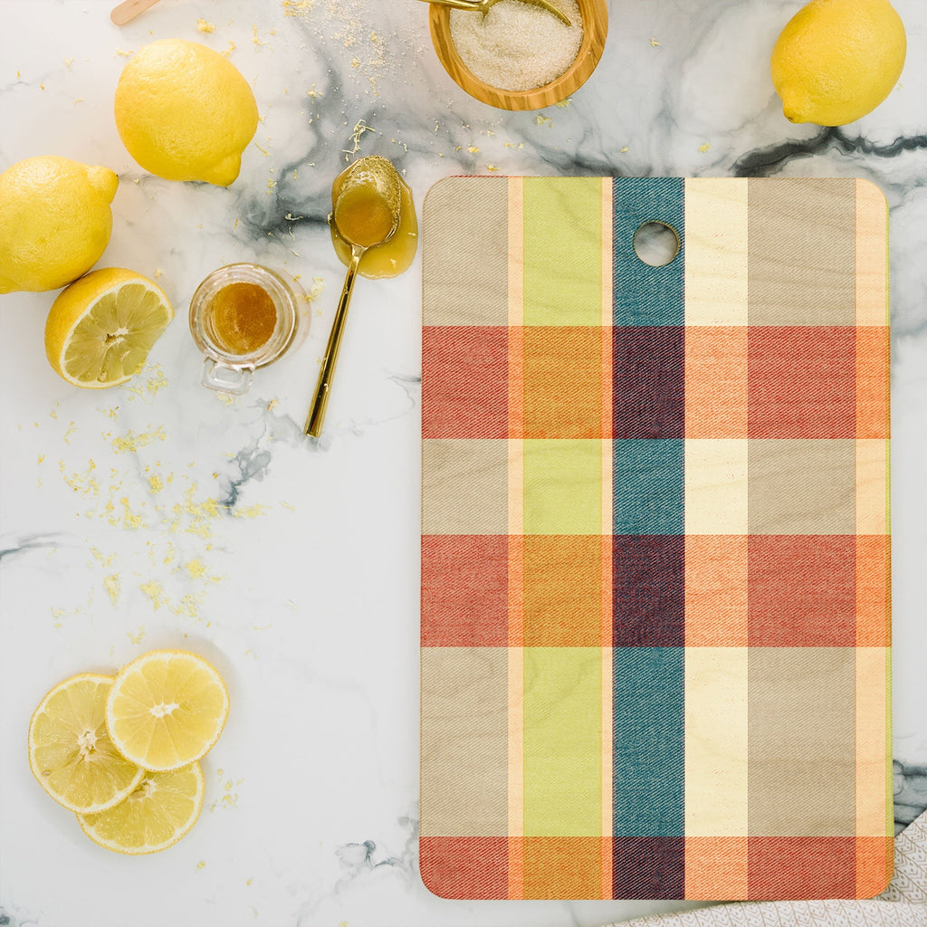 Marta Barragan Camarasa Retro Picnic Plaid Warm Tones Cutting Board Rectangle