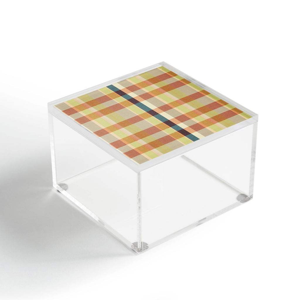 Marta Barragan Camarasa Retro Picnic Plaid Warm Tones Acrylic Box