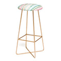 Ninola Design Botanic Retreat Watercolor Stripes Green Orange Red Bar Stool