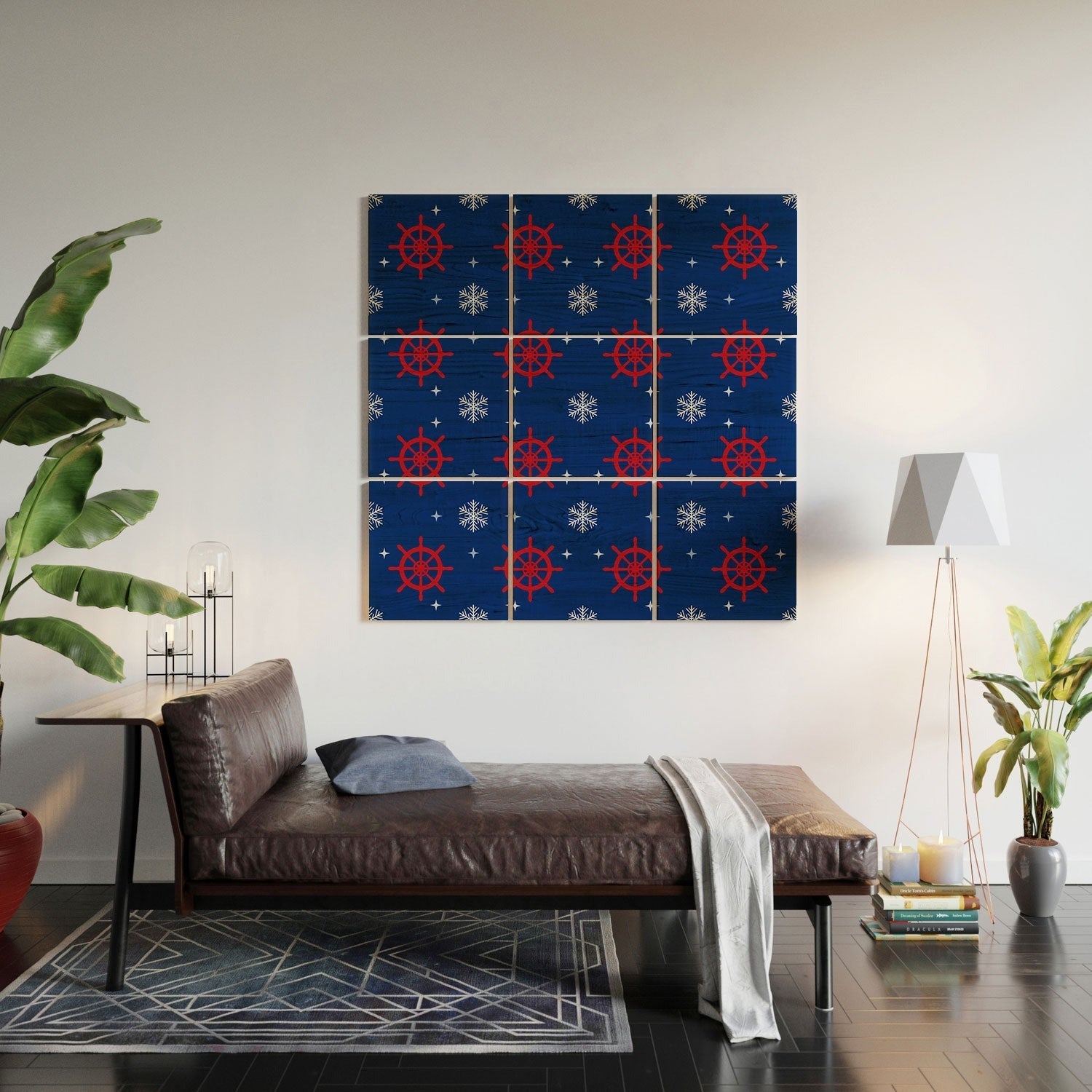 Design by Spark Holiday Helms and Snowflakes Wood Wall Mural