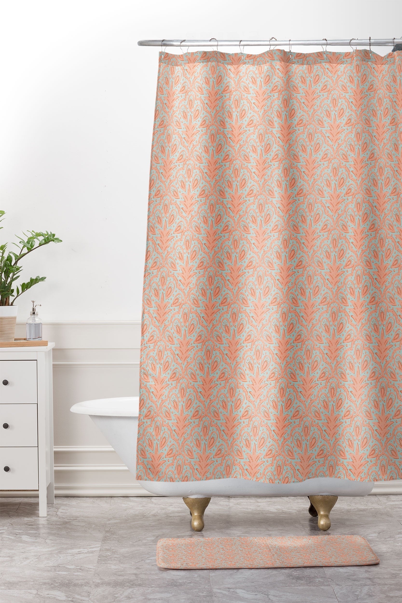 CoastL Studio Palm Scallop Shower Curtain And Mat