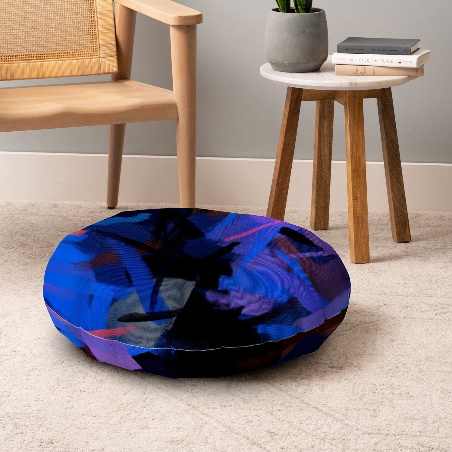 83 Oranges Midnight Sparks Floor Pillow Round