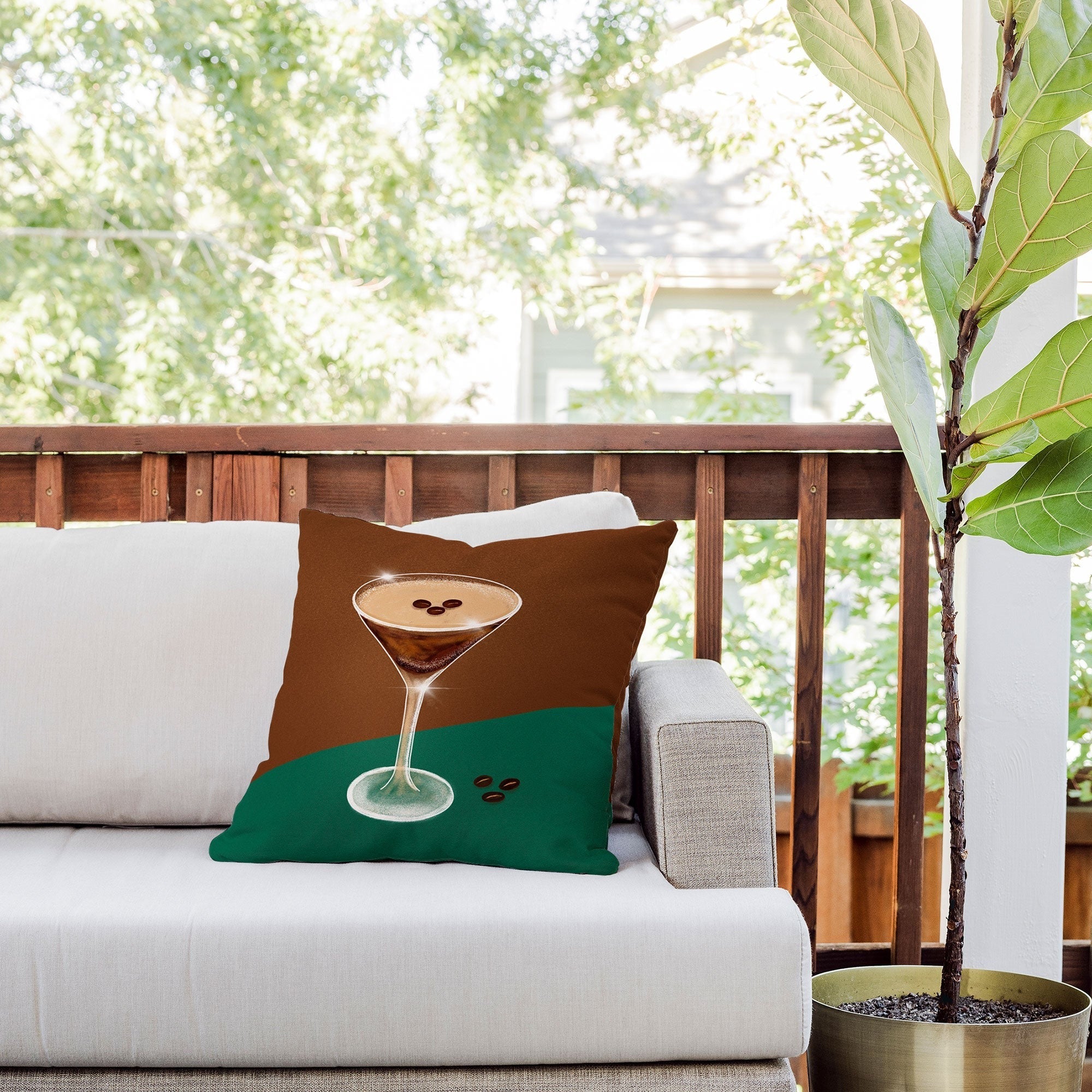 Design by Spark Expresso Martini Coffee Beans Outdoor Throw Pillow