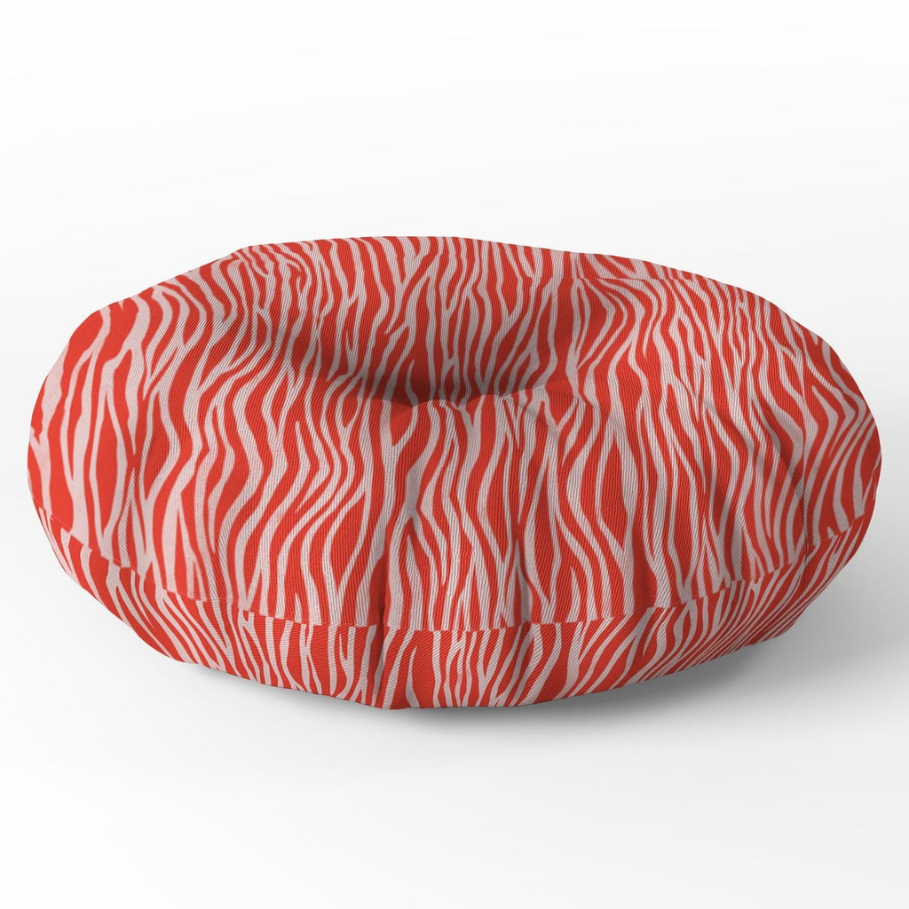 Avenie BR Red Zebra Stripe Floor Pillow Round
