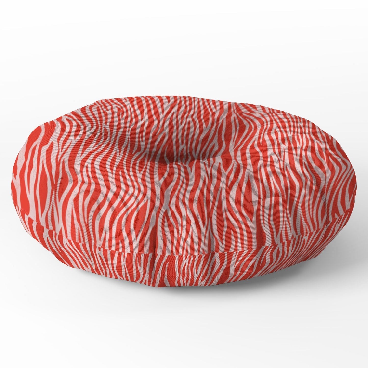 Avenie BR Red Zebra Stripe Floor Pillow Round