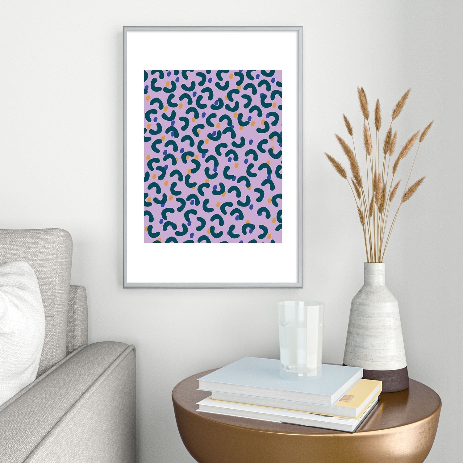 Camilla Foss Pebbles Mix Metal Framed Art Print