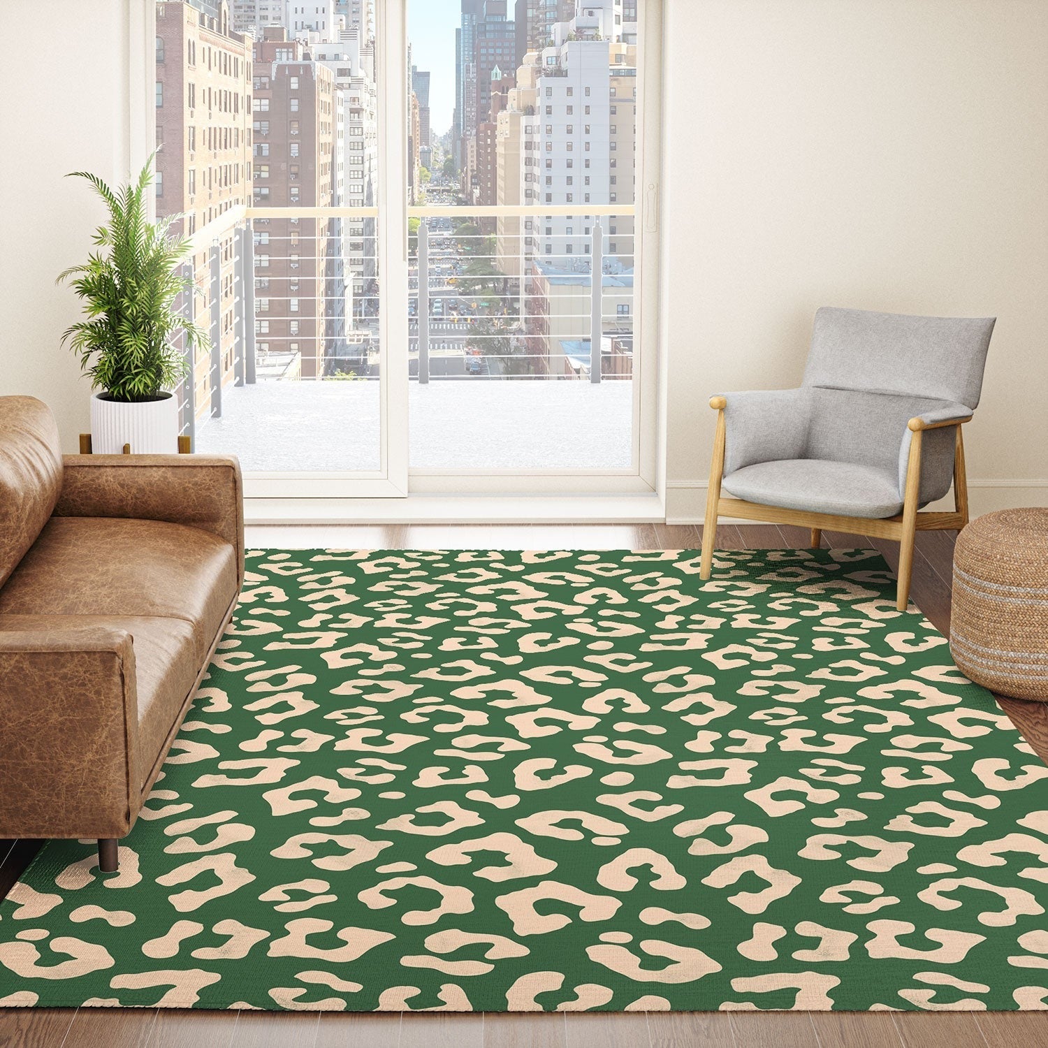 Avenie BR Cheetah Print In Green Area Rug