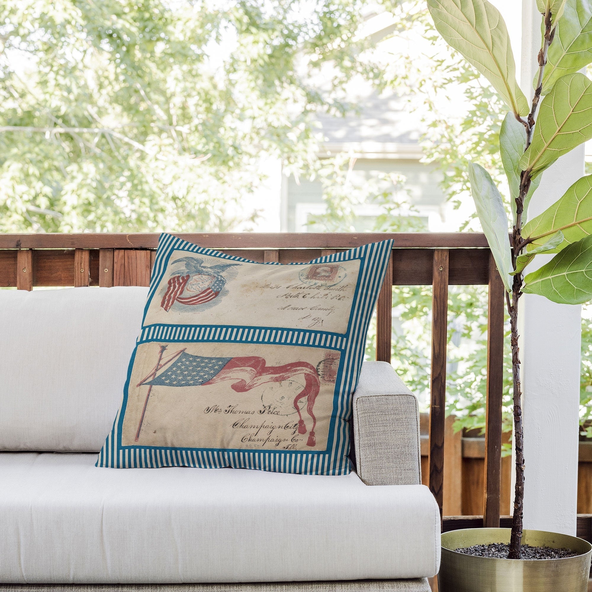 DENY Designs Civil War Envelopes Outdoor Throw Pillow