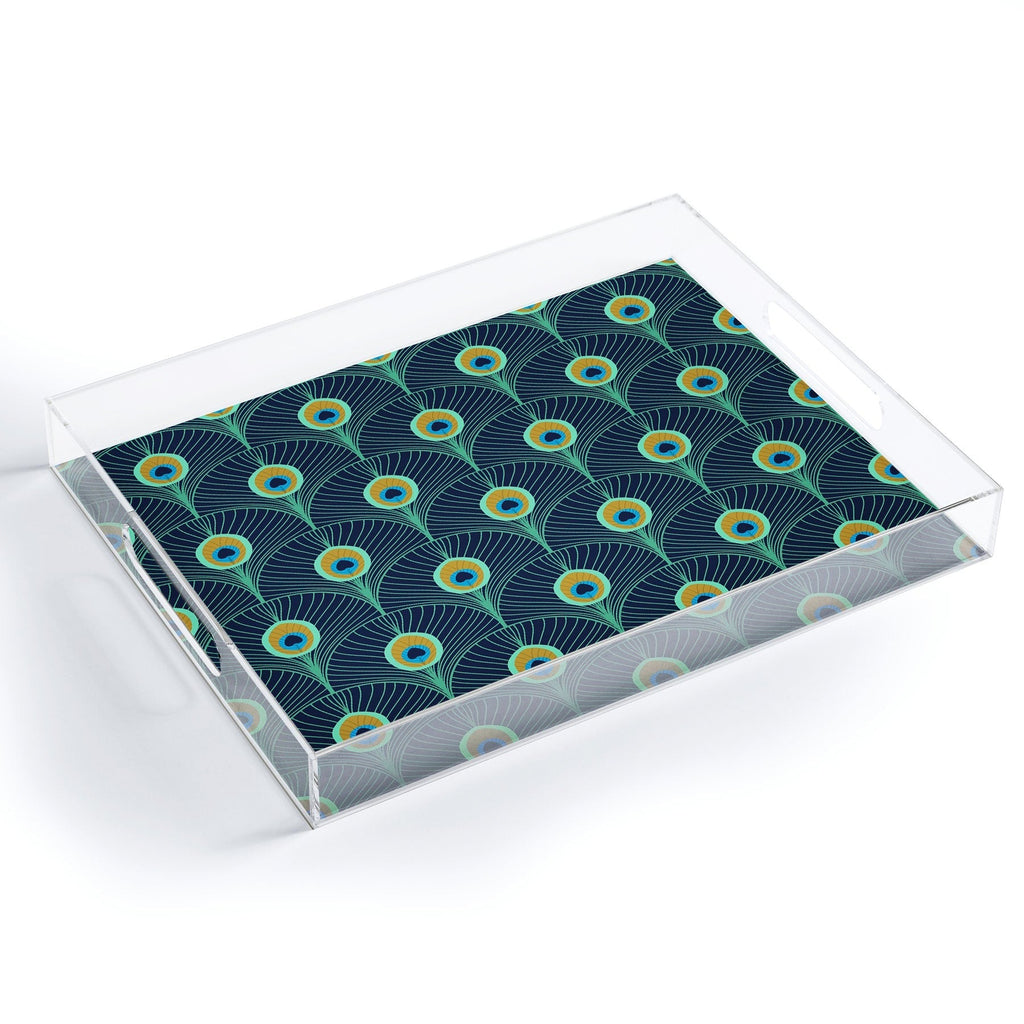 Design by Spark Peacock Deco Feathers Acrylic Tray