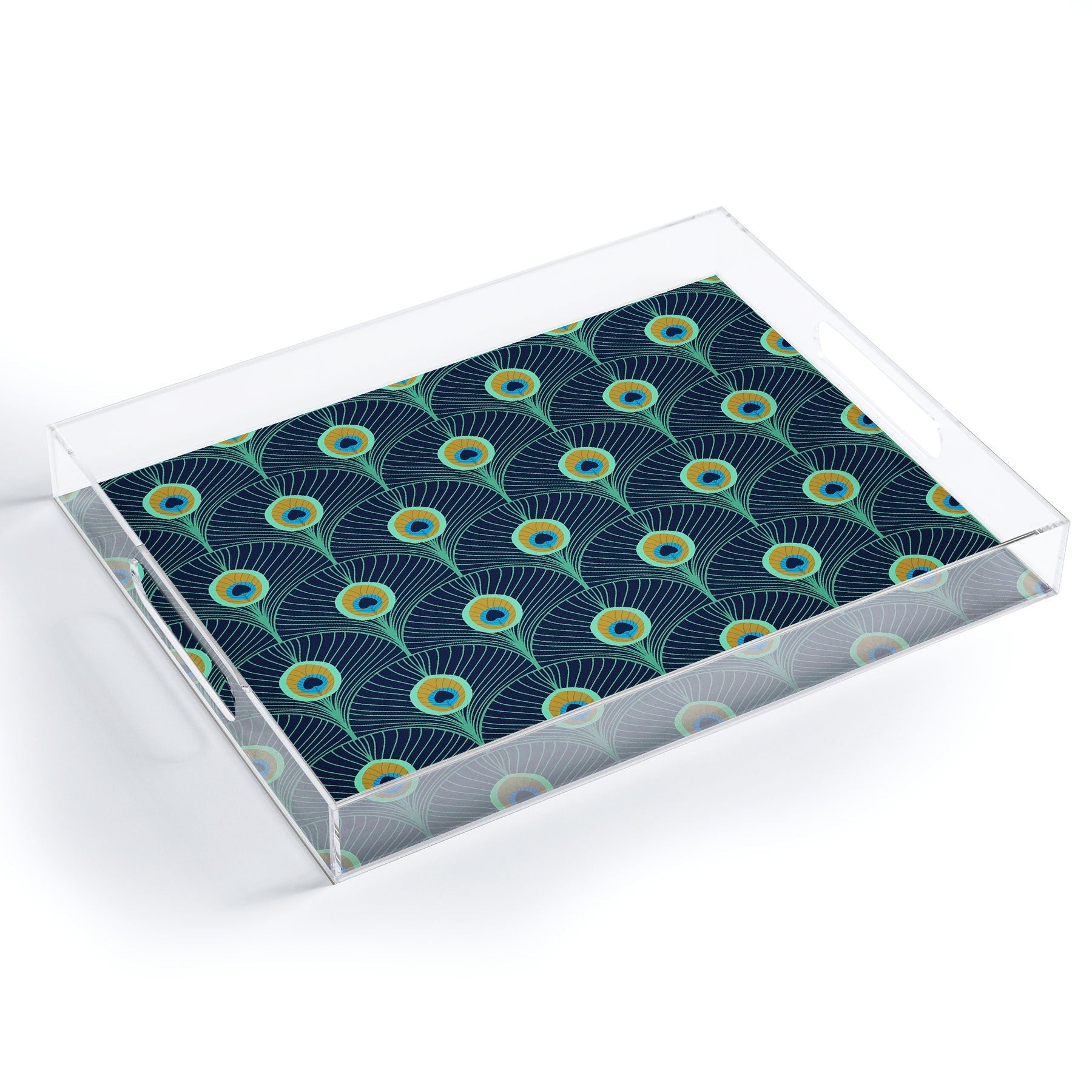 Design by Spark Peacock Deco Feathers Acrylic Tray