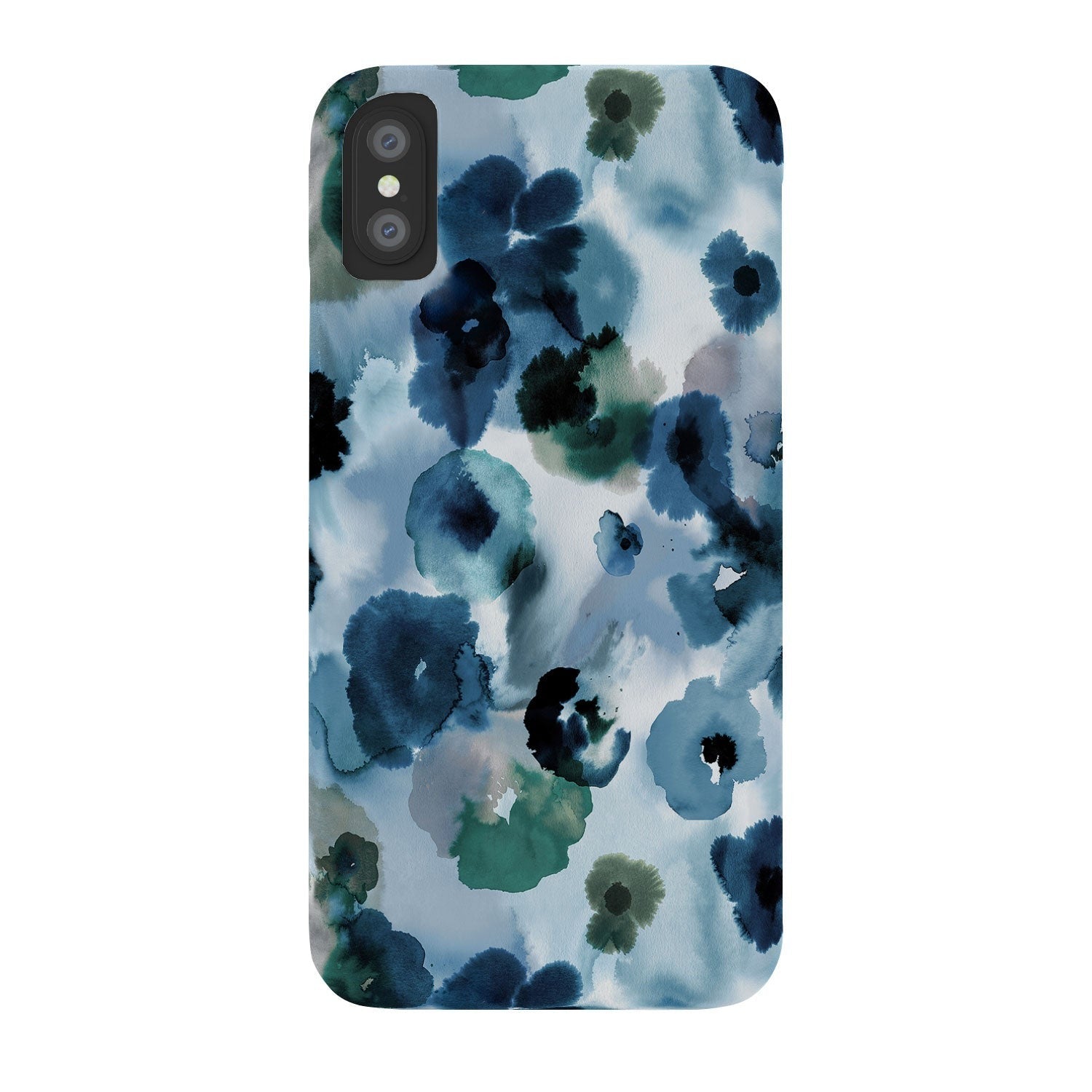 Ninola Design Botanic Retreat Ombre Abstract Watercolor Flowers Blue Navy Phone Case