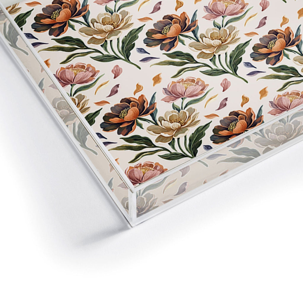 Marta Barragan Camarasa Hand Painted Peony Florals Acrylic Tray