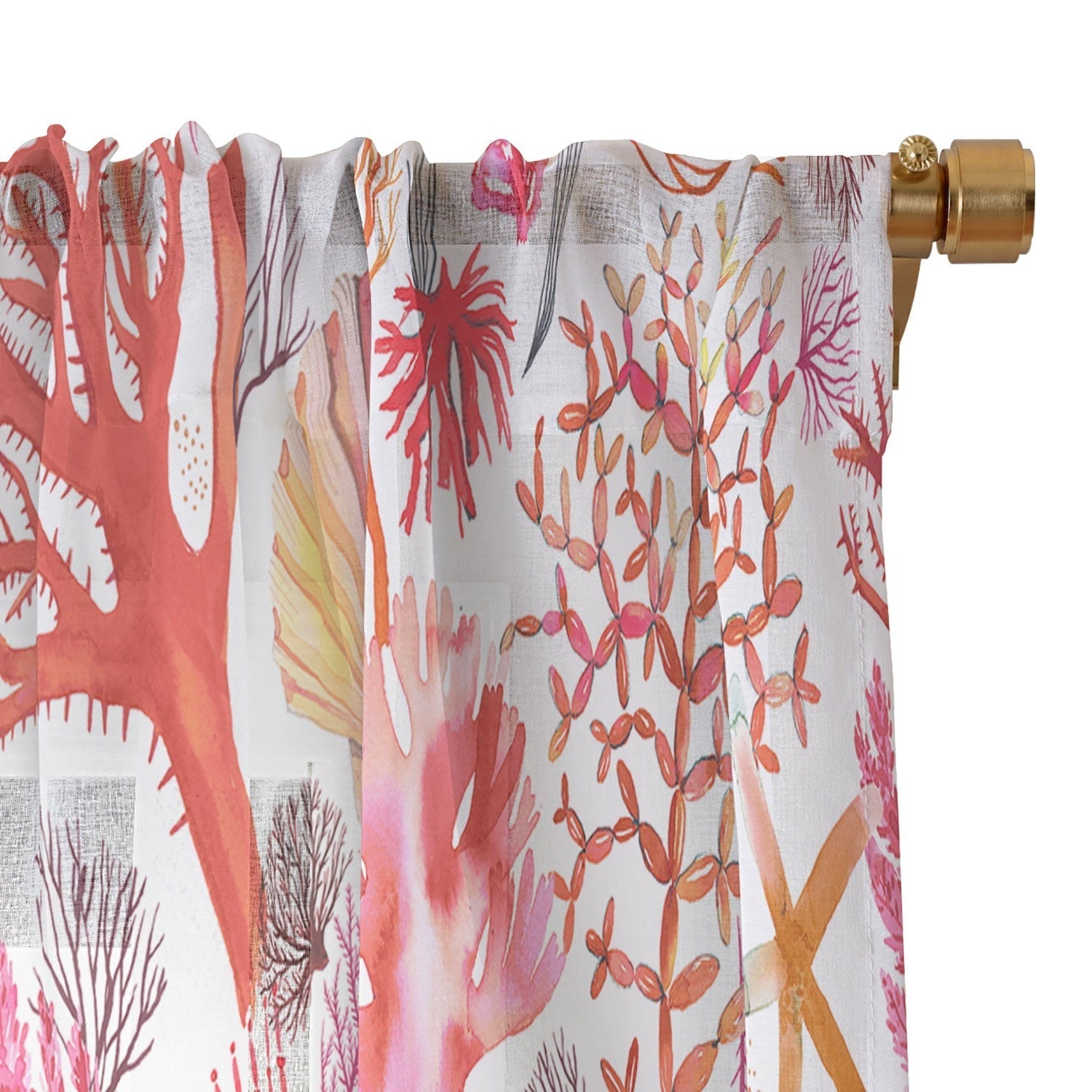 Ninola Design Botanic Retreat Coral Reef Crab Lobster Red Sheer Non Repeat