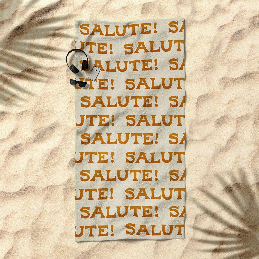 Jessica Molina Salute Gold Pattern on Cream Beach Towel