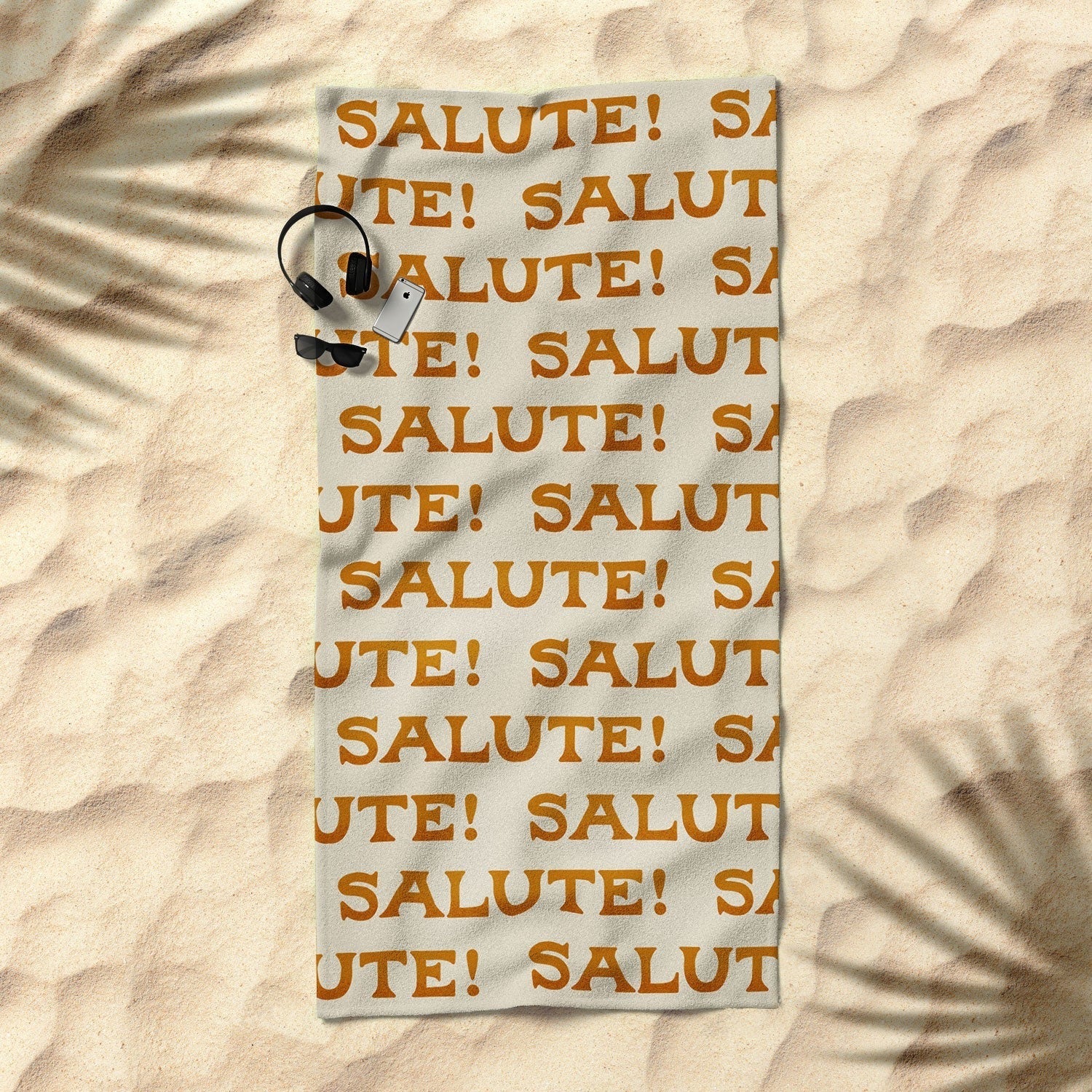 Jessica Molina Salute Gold Pattern on Cream Beach Towel