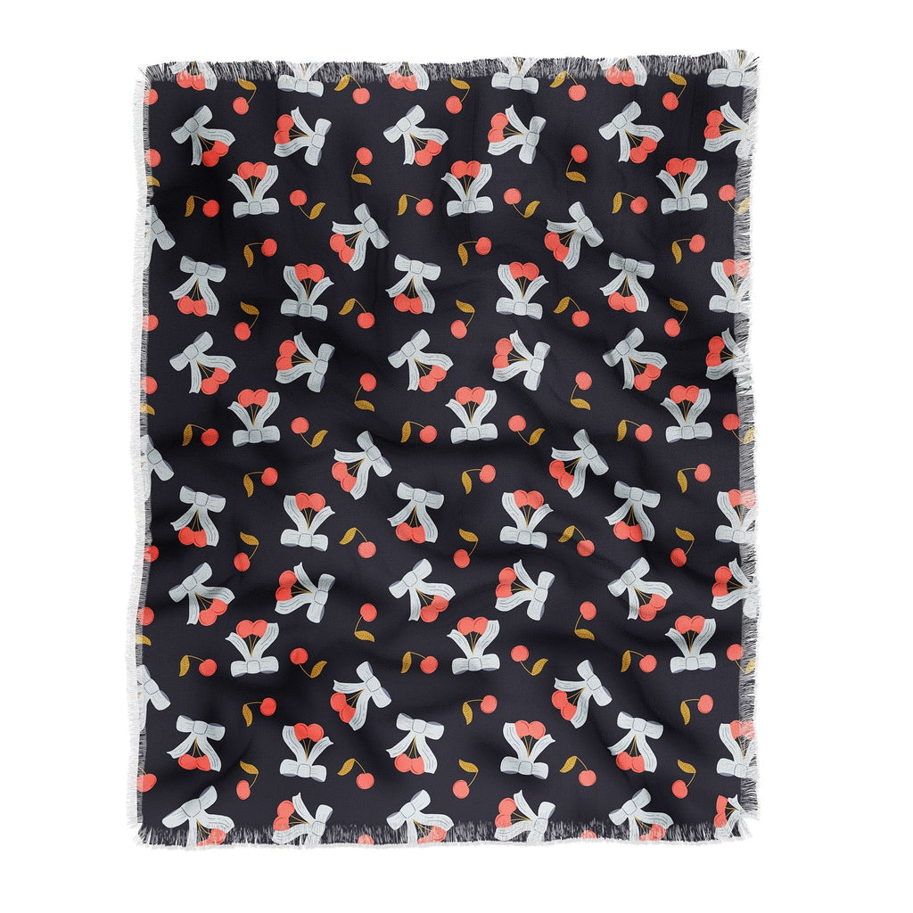 Jennifer Labre Cherries and Bows Throw Blanket