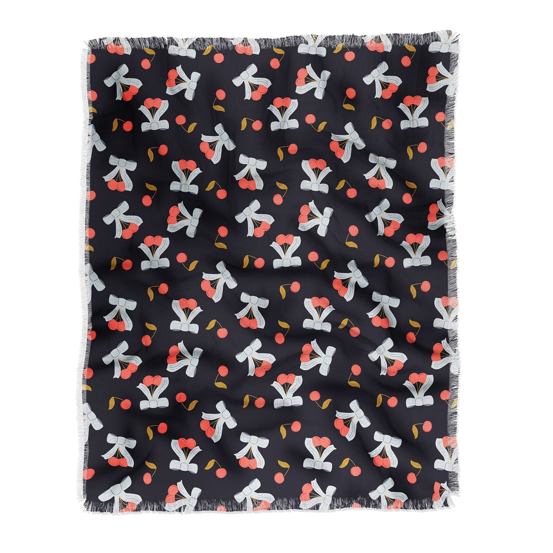 Jennifer Labre Cherries and Bows Throw Blanket