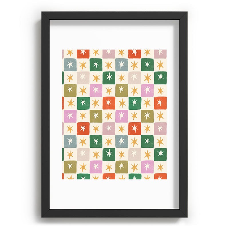 LouBruzzoni Retro Star Block Pattern Recessed Framing Rectangle