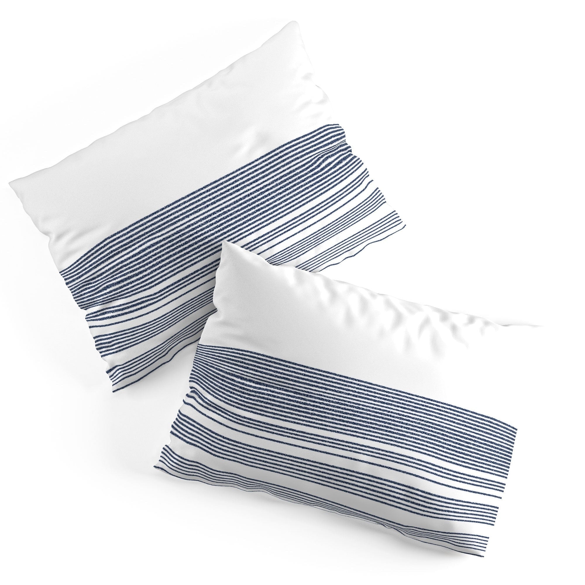 Kierkegaard Design Studio organic stripes naut navy blue and white Pillow Shams