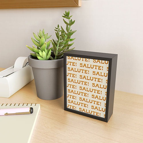 Jessica Molina Salute Gold Pattern on Cream Framed Mini Art Print