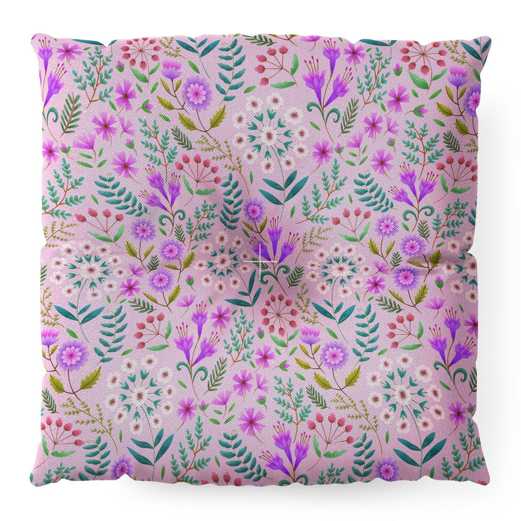 Pimlada Phuapradit Ditsy Purple Floral Half Drop Floor Pillow Square