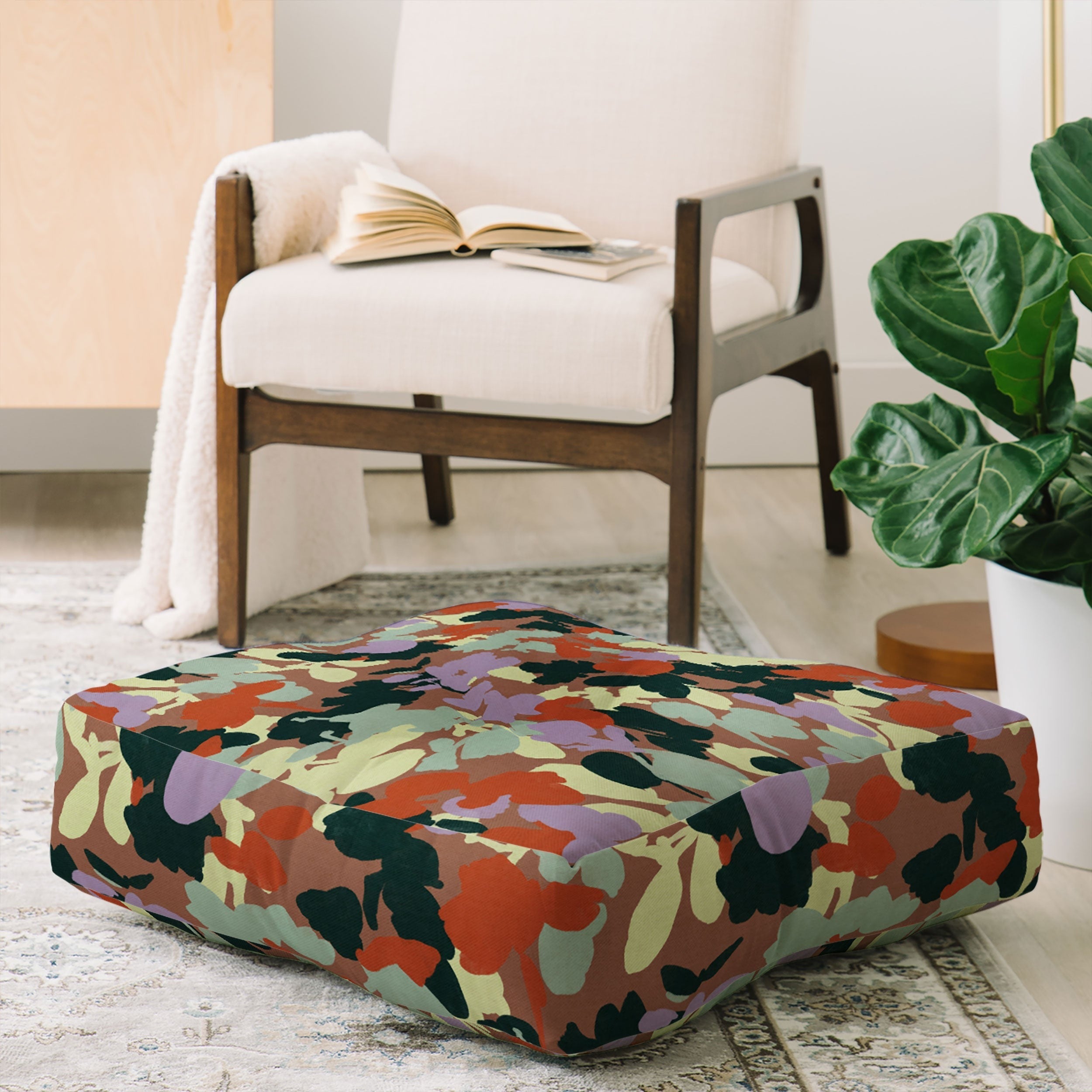 Marta Barragan Camarasa Retro Bloom Medley Floor Pillow Square