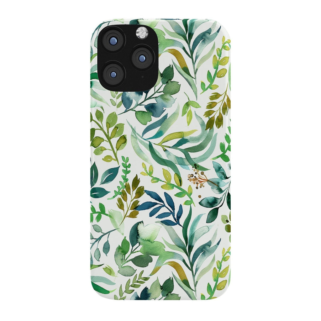Ninola Design Botanic Retreat Loose Botanical Leaves Watercolor Green Phone Case