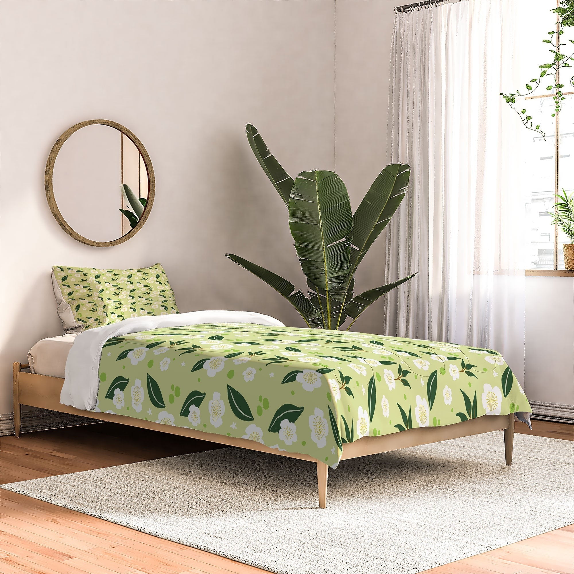 Design by Spark Matcha Tea Florals Comforter