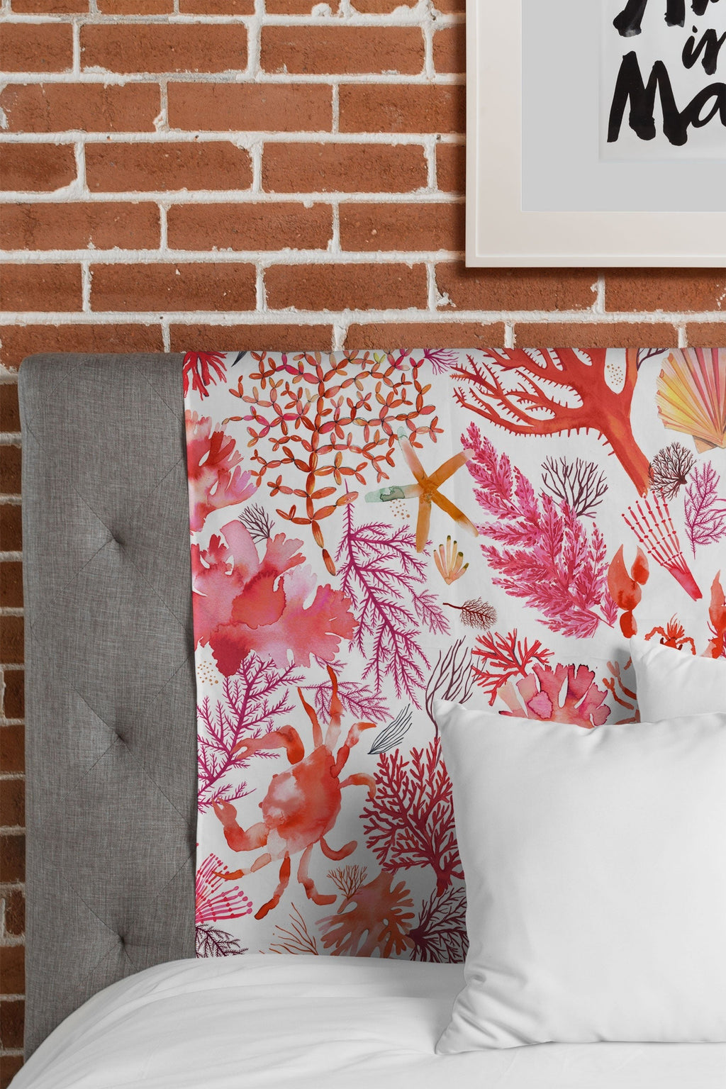Ninola Design Botanic Retreat Coral Reef Crab Lobster Red Tapestry