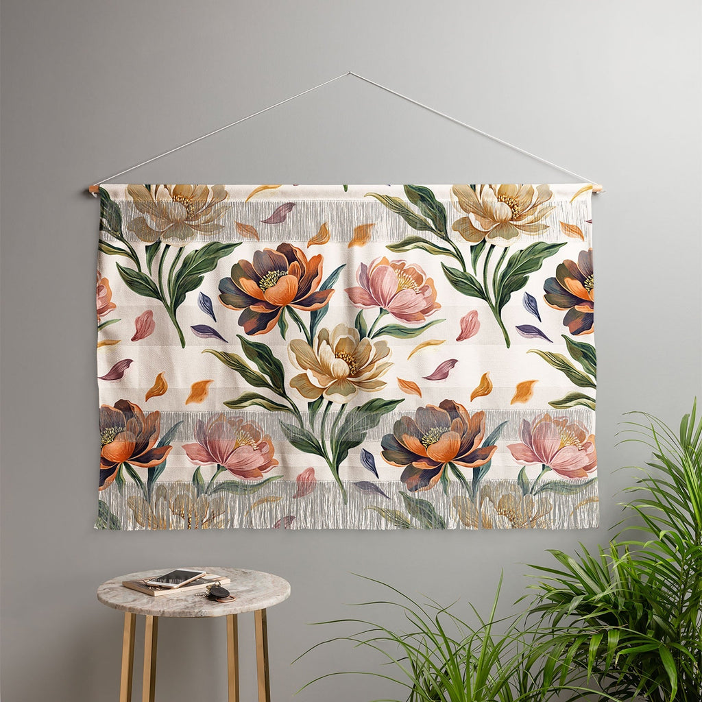 Marta Barragan Camarasa Hand Painted Peony Florals Wall Hanging Landscape