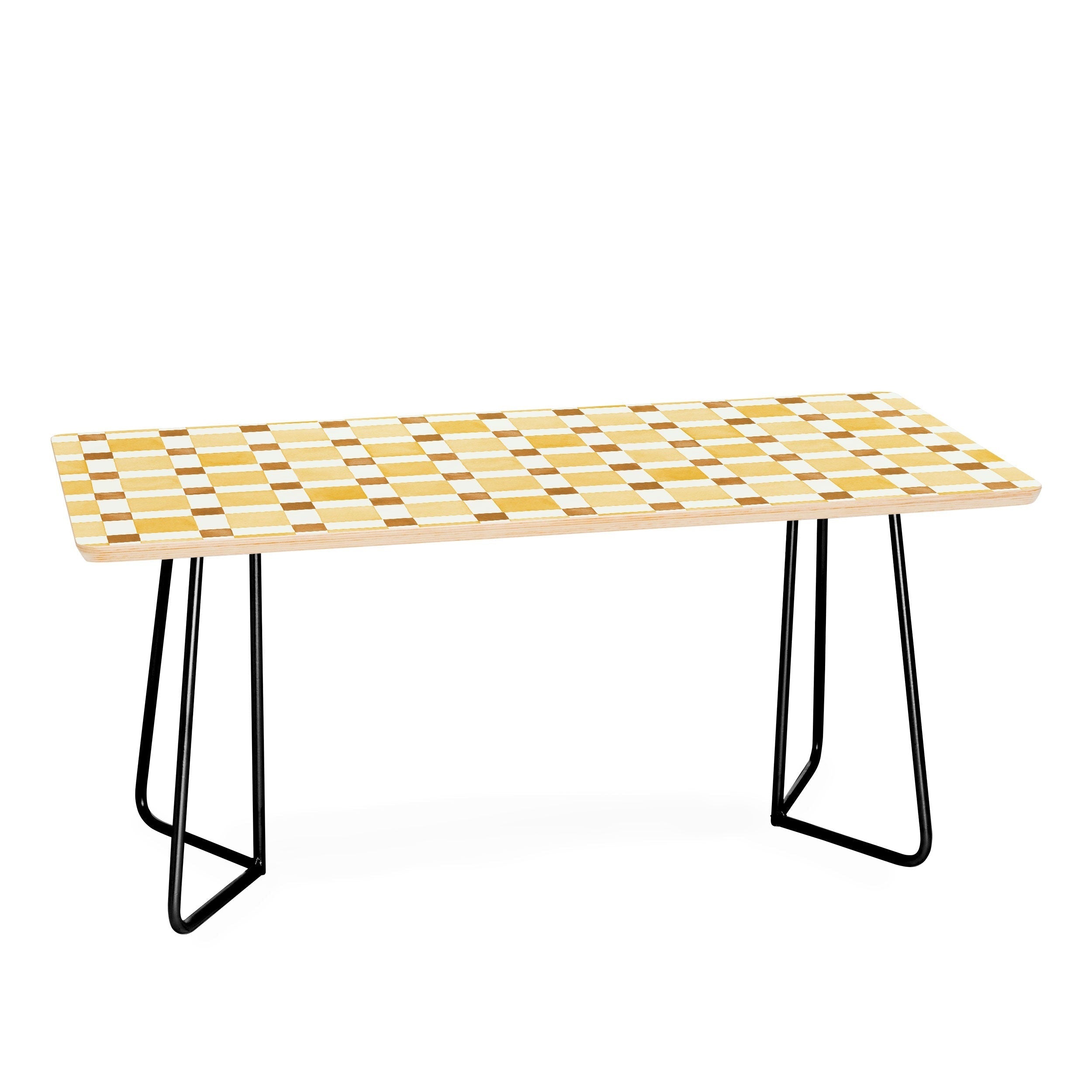 Ninola Design Everyday Artifact Checker Mosaic Tiles Geometry Yellow Coffee Table