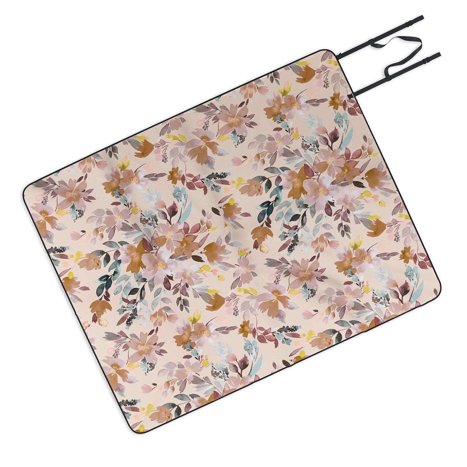 Ninola Design Botanic Retreat Floral Oleander Whimsical Soft Pink Picnic Blanket