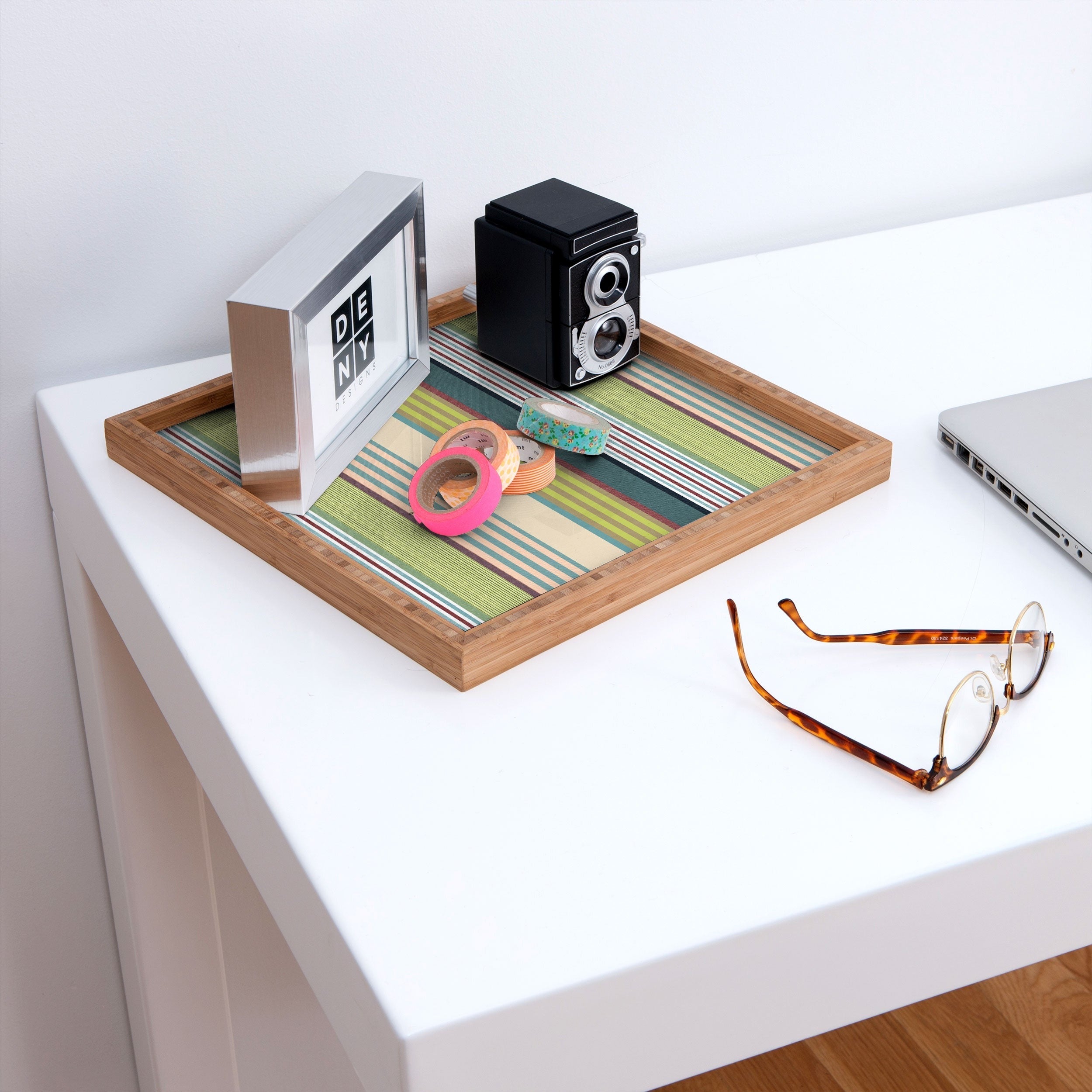 Marta Barragan Camarasa Colorful Stripe Delight Square Tray