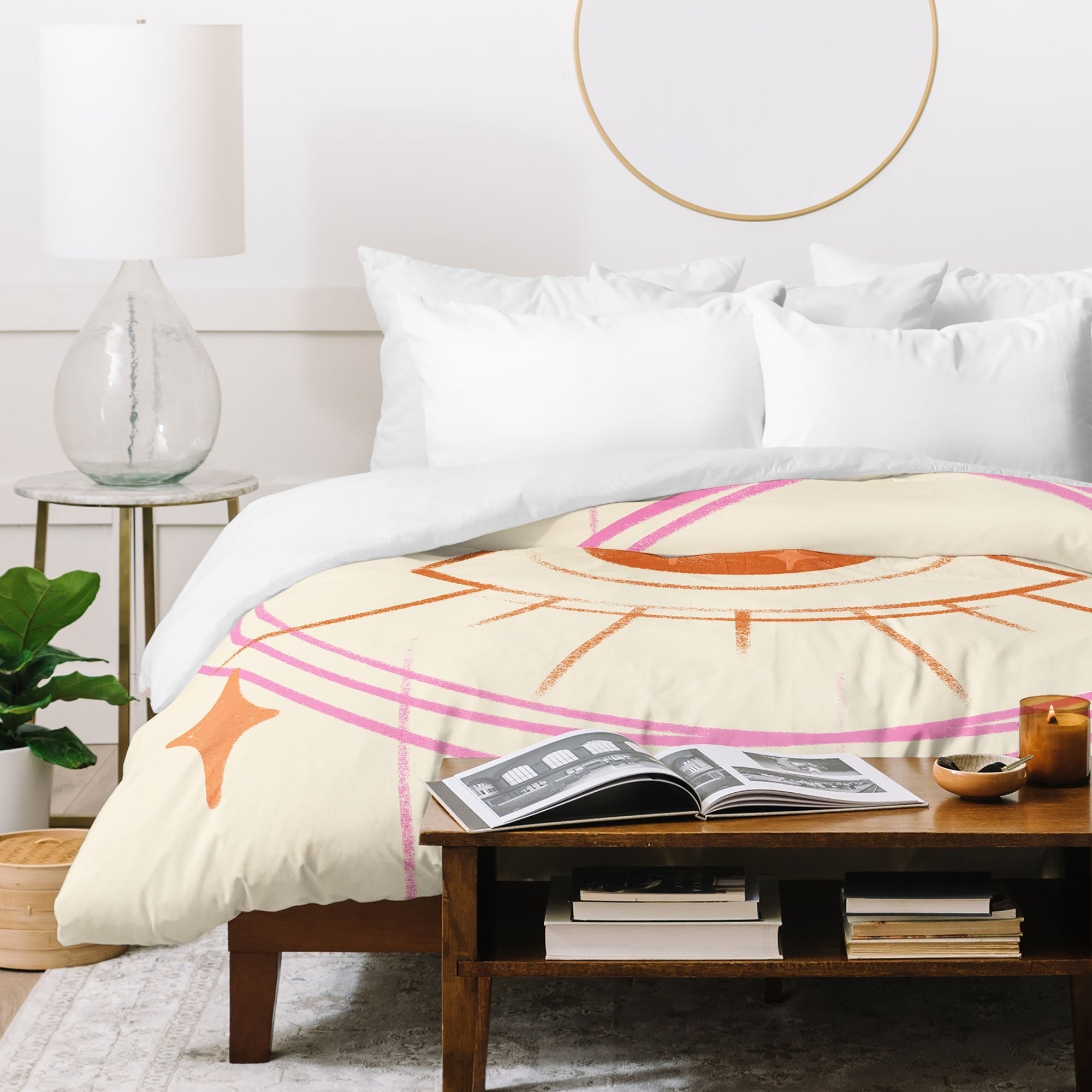 Little Om Celestial Eye cream Duvet Cover