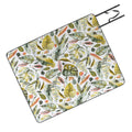 Ninola Design Botanic Retreat Tropical Jungle Leaves Botanical Green Orange Picnic Blanket