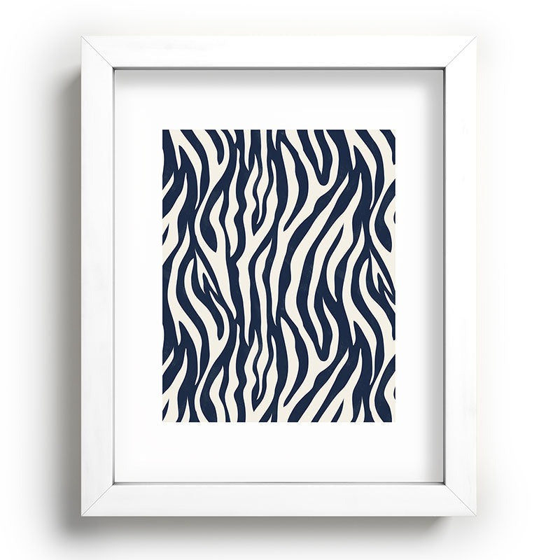 Avenie BR Navy Tiger Stripes Recessed Framing Rectangle