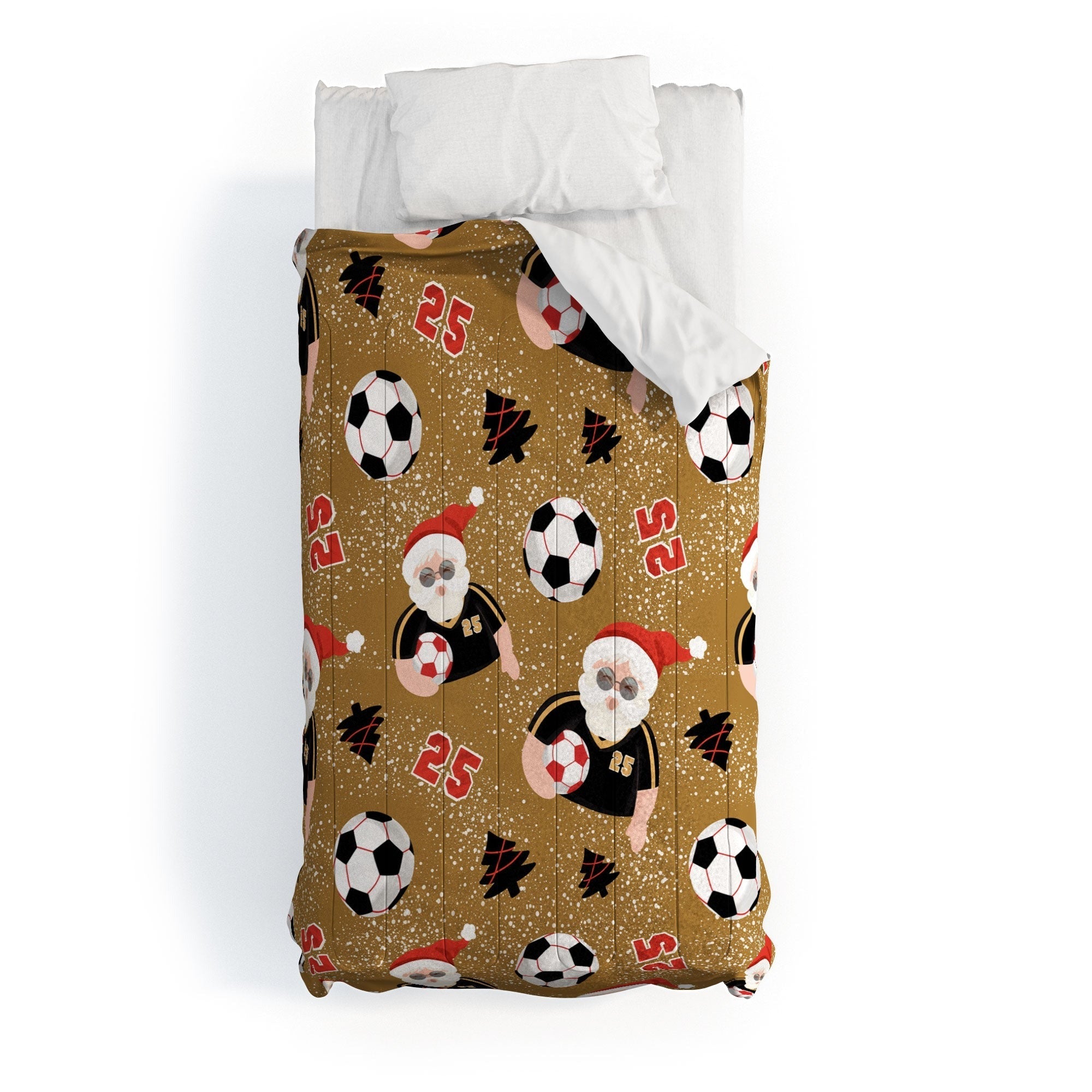 Design by Spark Sporty Soccer Santa Holiday Comforter