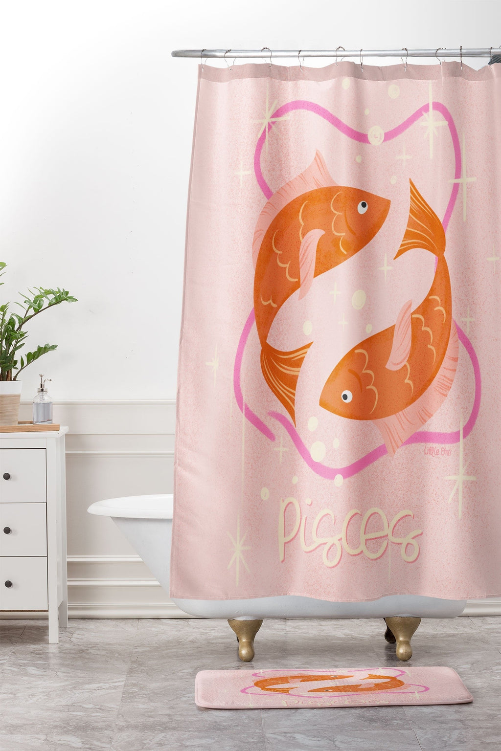 Little Om Zodiac Sign Pisces Memory Foam Bath Mat