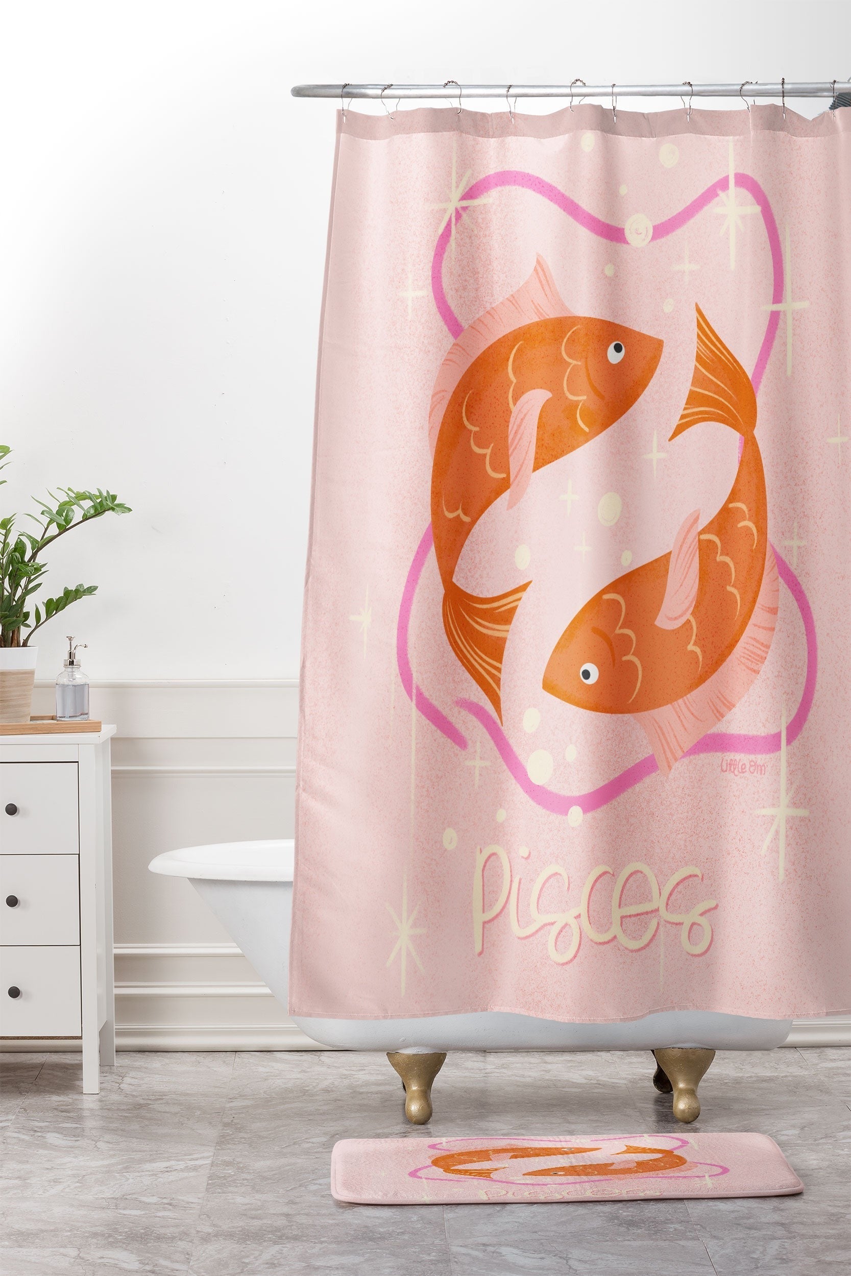 Little Om Zodiac Sign Pisces Memory Foam Bath Mat