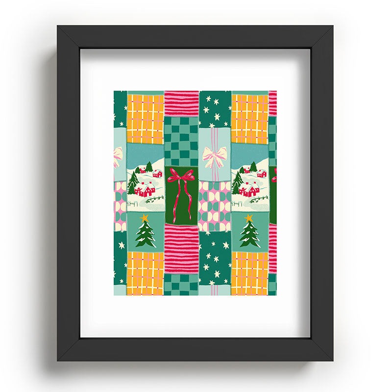 LouBruzzoni Cozy Christmas Patchwork Recessed Framing Rectangle
