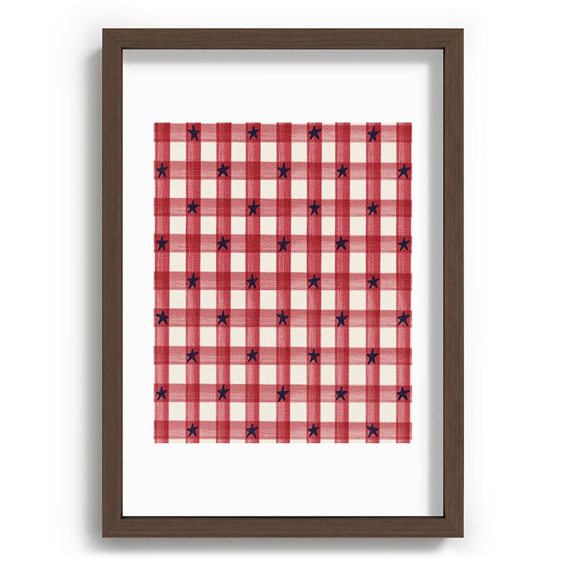 DENY Designs Red Gingham plus Stars Recessed Framing Rectangle