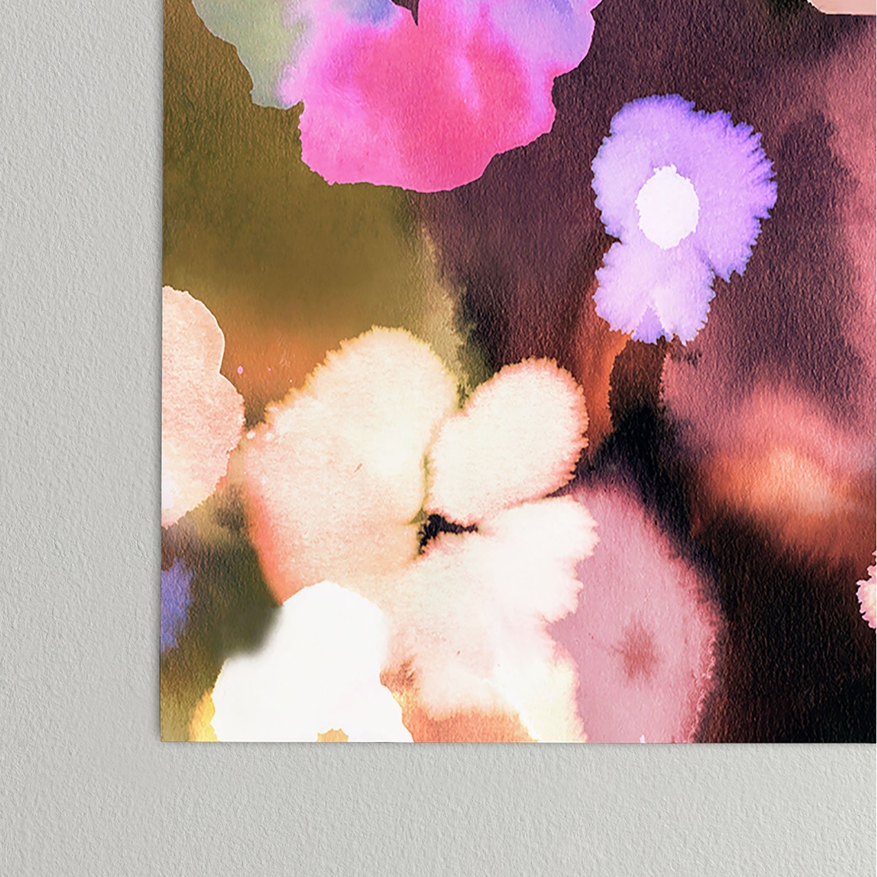 Ninola Design Botanic Retreat Ombre Abstract Watercolor Flowers Pink gold Poster