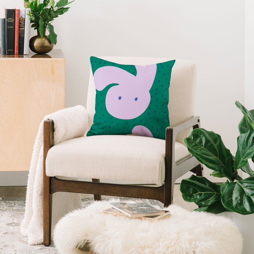 Camilla Foss Pebbles and Rabbit Throw Pillow