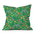 Pimlada Phuapradit Ditsy Spring Floral Green Outdoor Throw Pillow