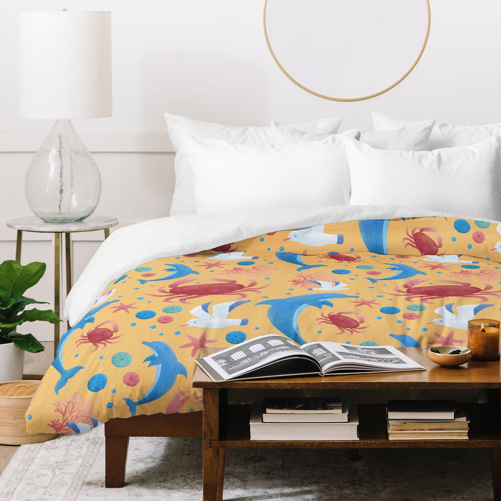 Seta Zakian Sailing Sealife yellow Duvet Cover