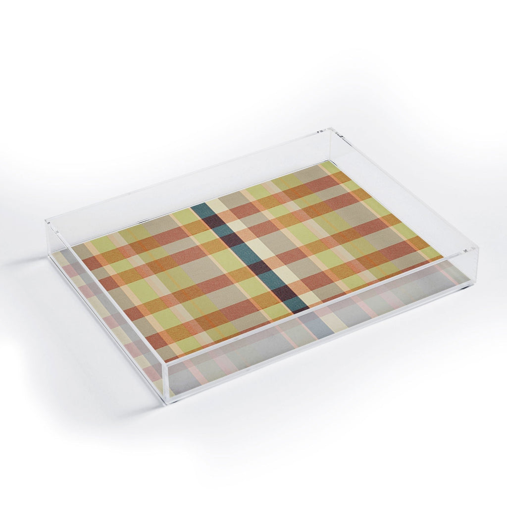 Marta Barragan Camarasa Retro Picnic Plaid Warm Tones Acrylic Tray
