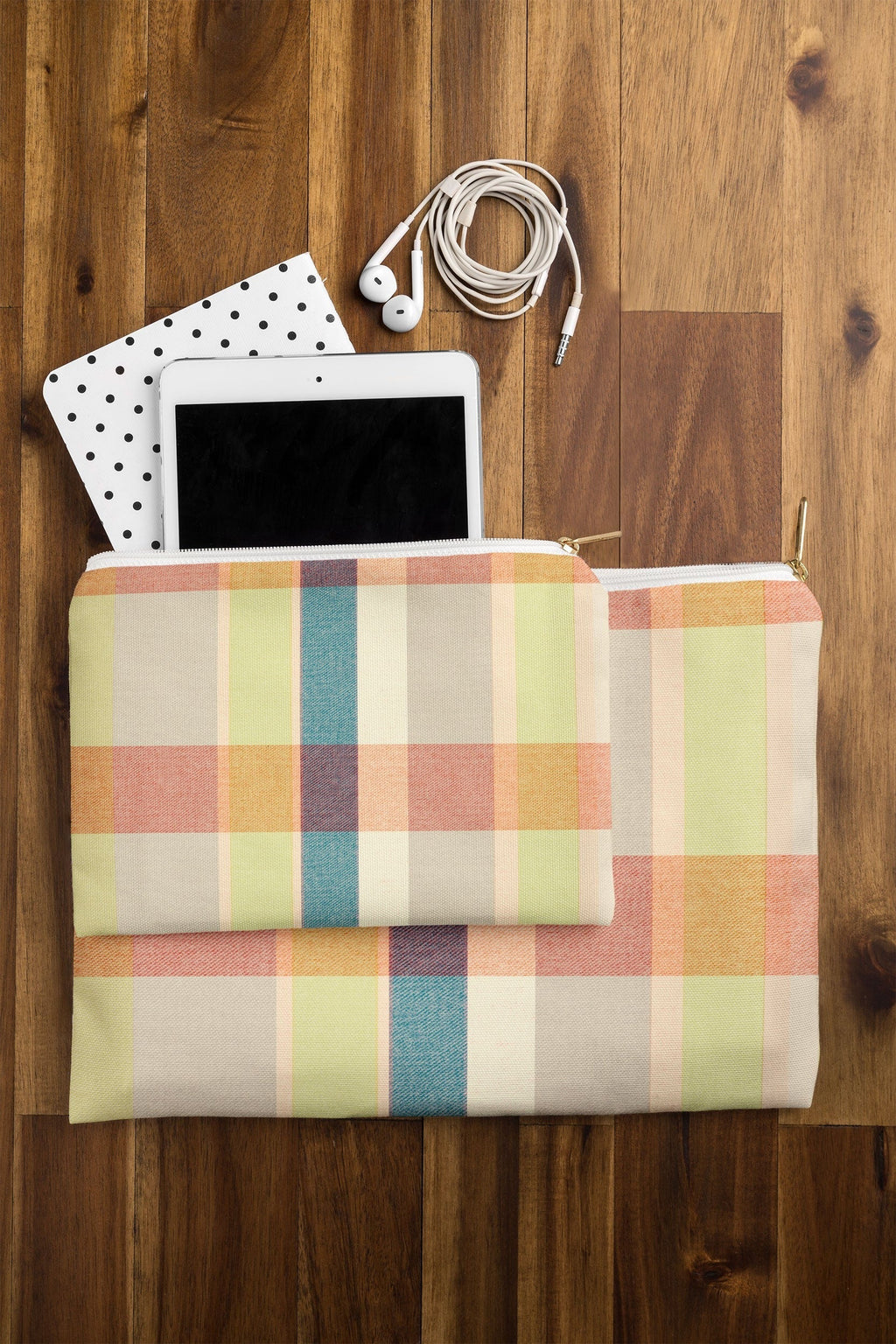 Marta Barragan Camarasa Retro Picnic Plaid Warm Tones Pouch