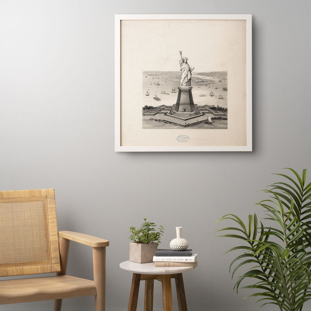DENY Designs Vintage Lady Liberty Framed Wall Art