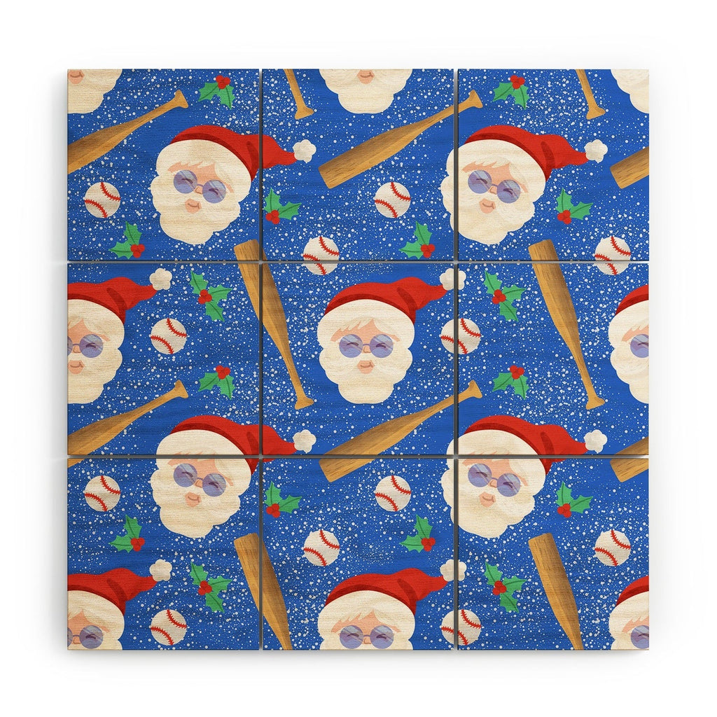 Design by Spark Sporty Baseball Santa Wood Wall Mural