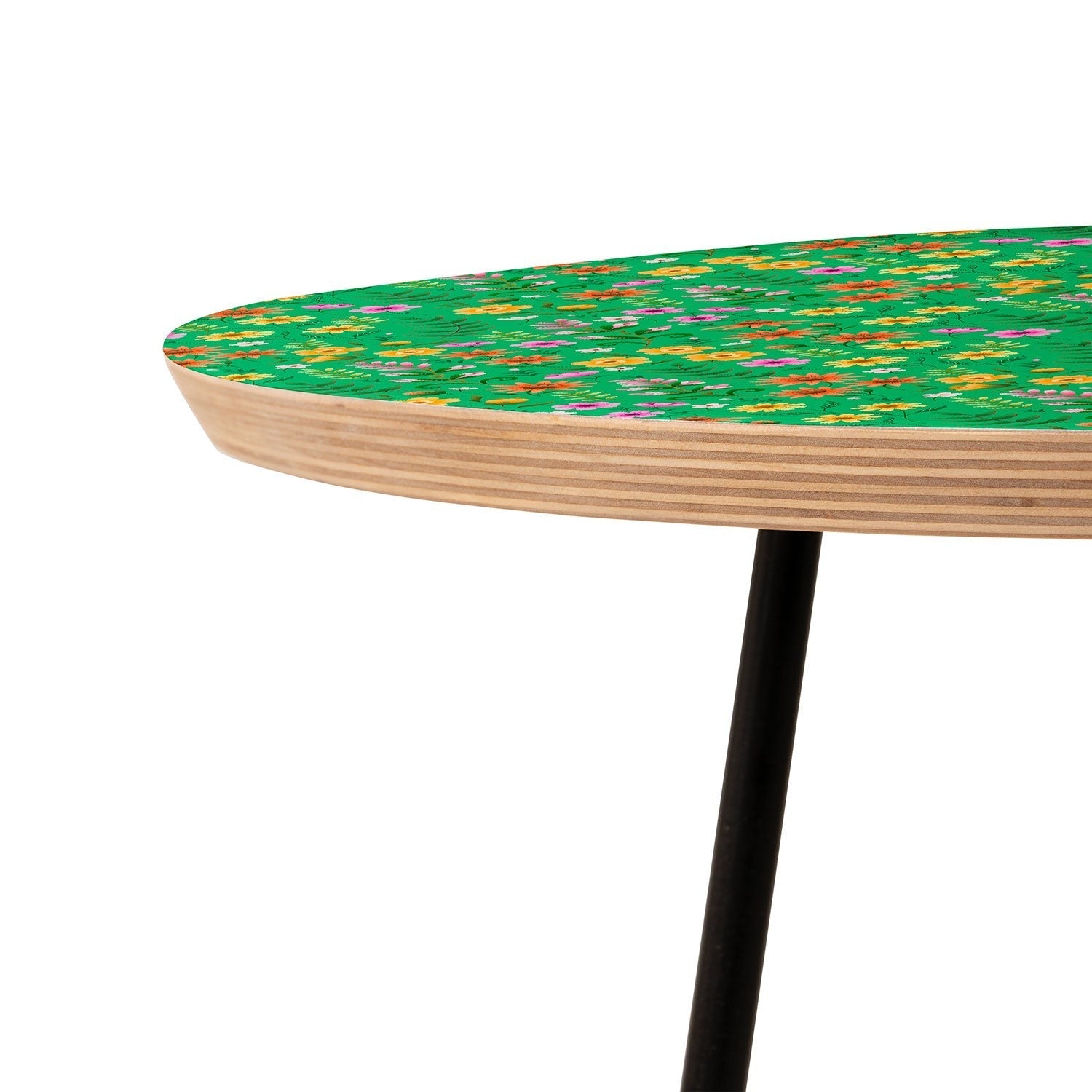 Pimlada Phuapradit Ditsy Spring Floral Green Round Side Table